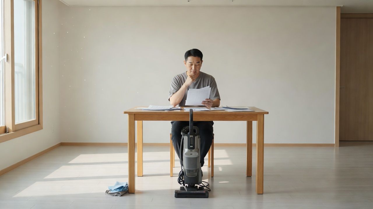 입주청소 비용 견적을 검토하는 아파트 실내 모습
