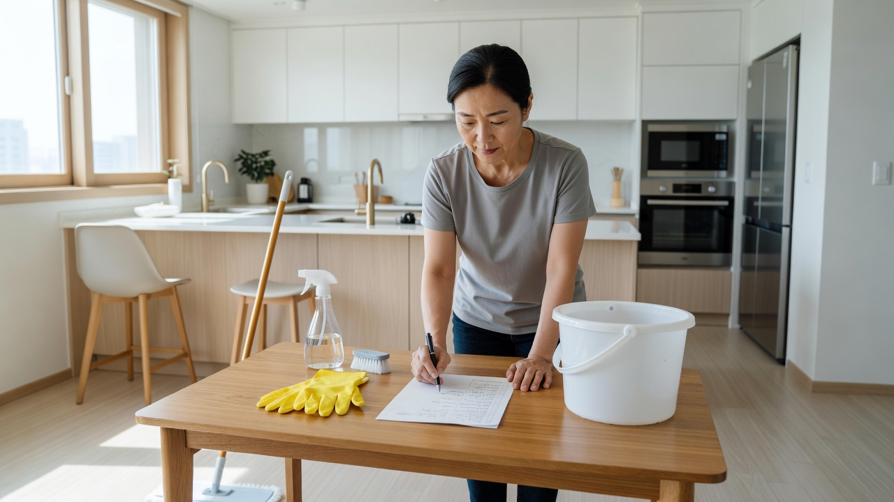 입주청소 견적 받기 전 준비사항을 점검하는 모습