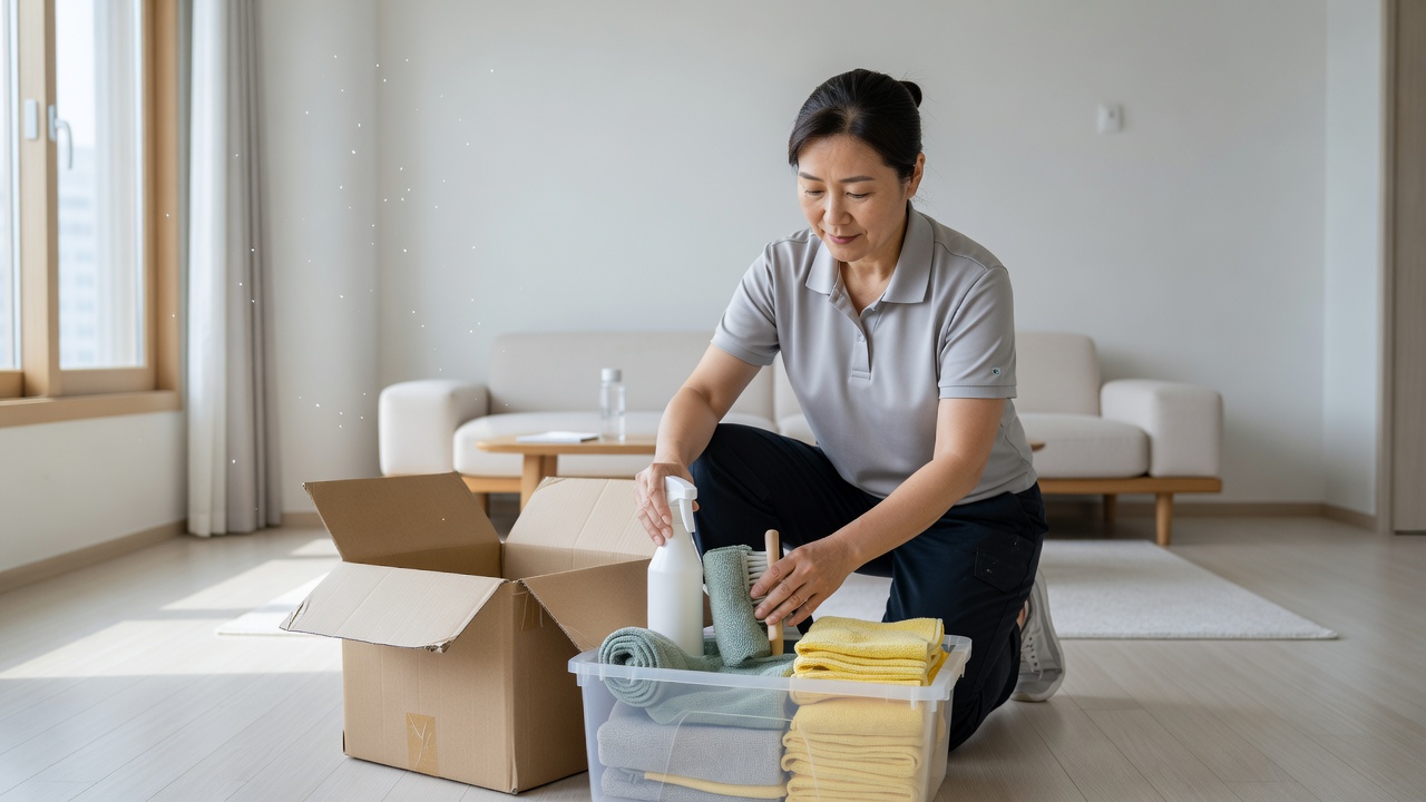 아파트 입주청소 가격 관련 청소 준비 장면