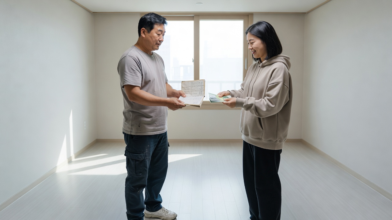 입주청소 현금 결제 시 영수증 발행 장면