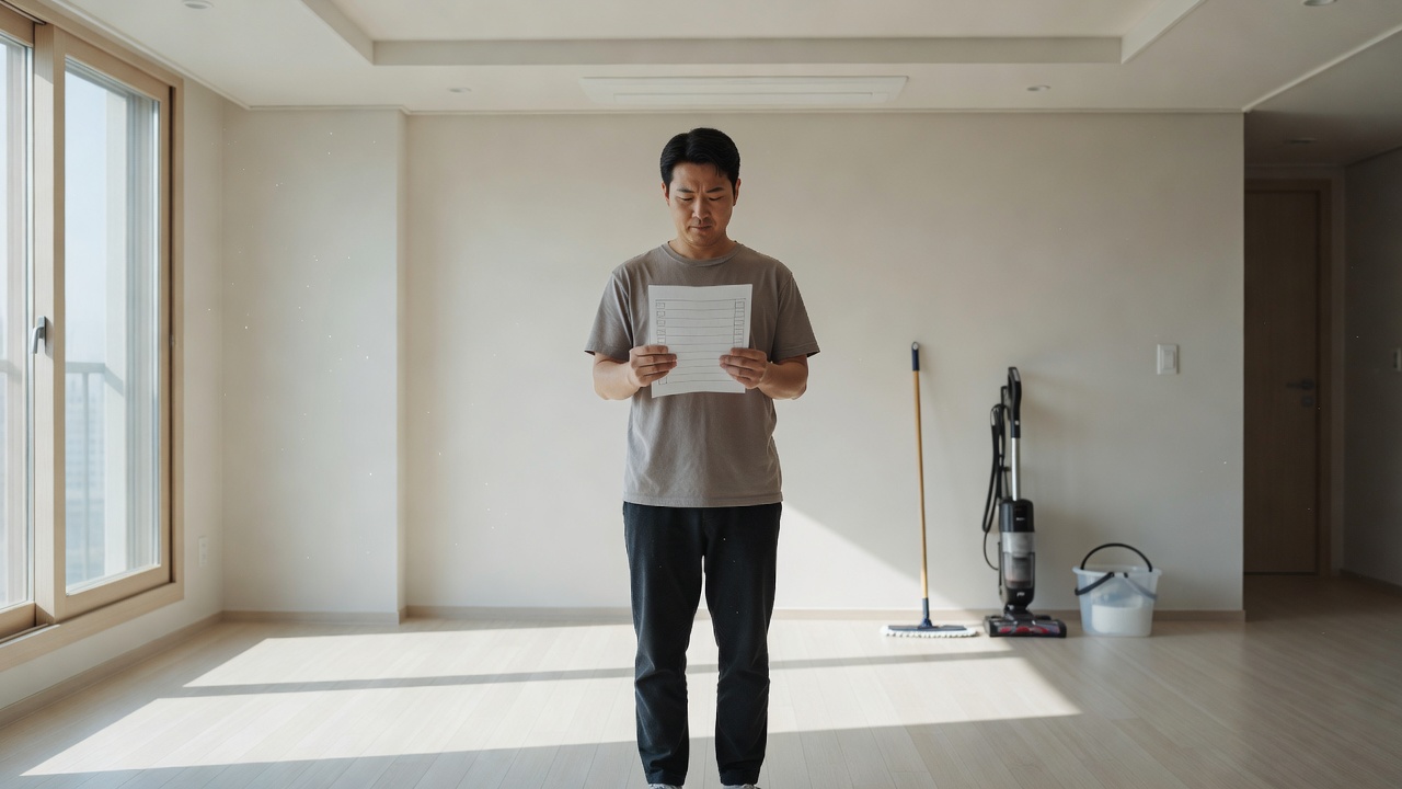 입주청소 목차 안내를 위한 실내 청소 준비 장면