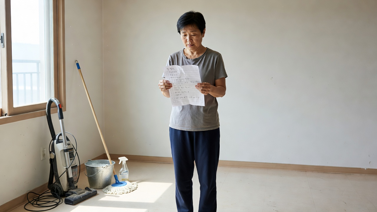 입주 전 청소 준비를 위한 목차와 계획을 떠올리게 하는 현실적인 장면
