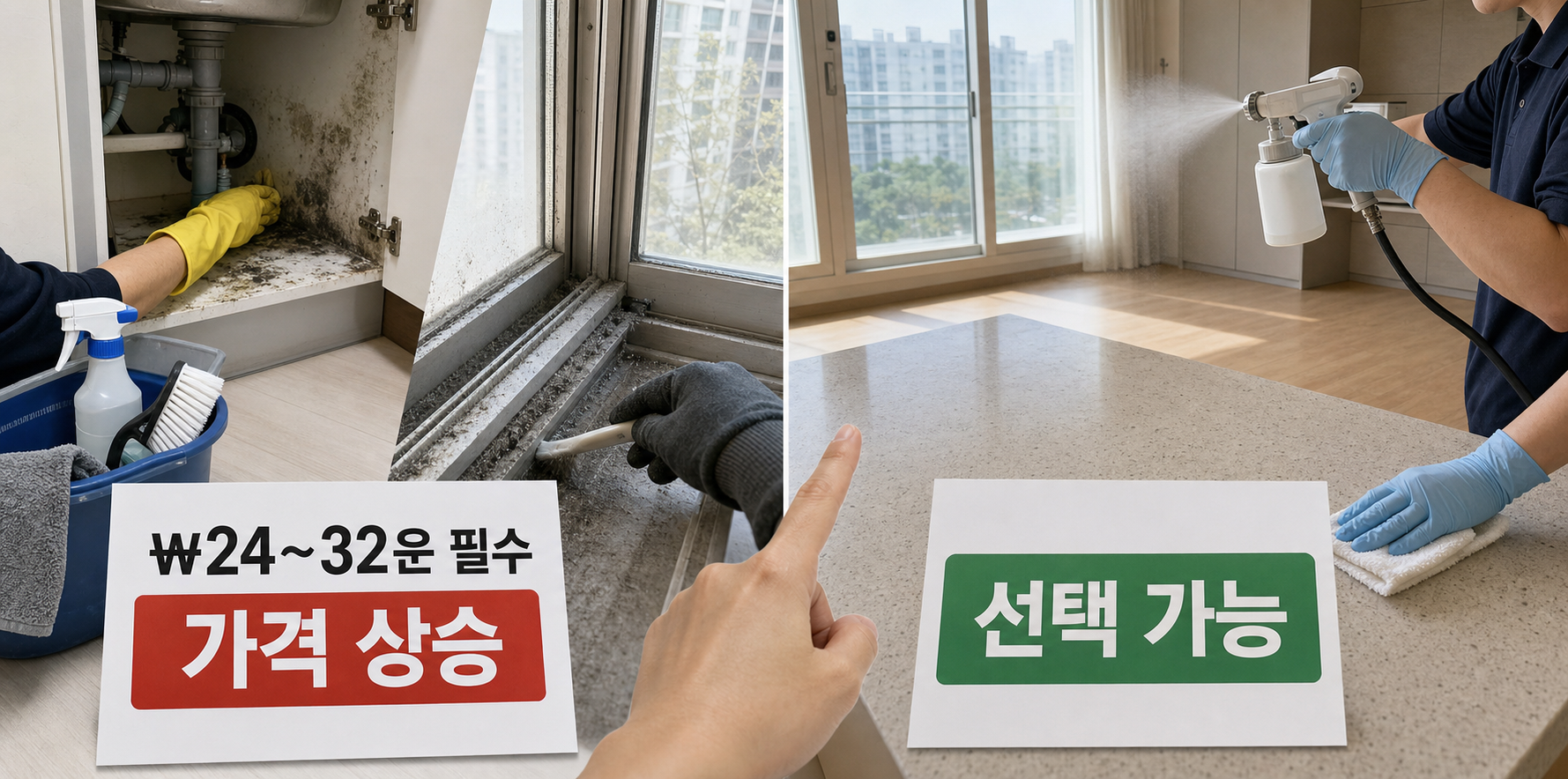 입주청소 추가 옵션별 가격 차이로 보는 필수와 선택 항목 구분법