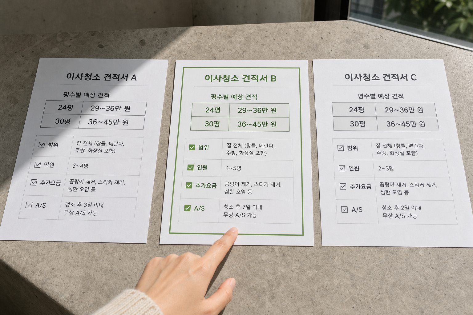 입주청소 업체 3곳 견적 비교하는 실전 체크리스트
