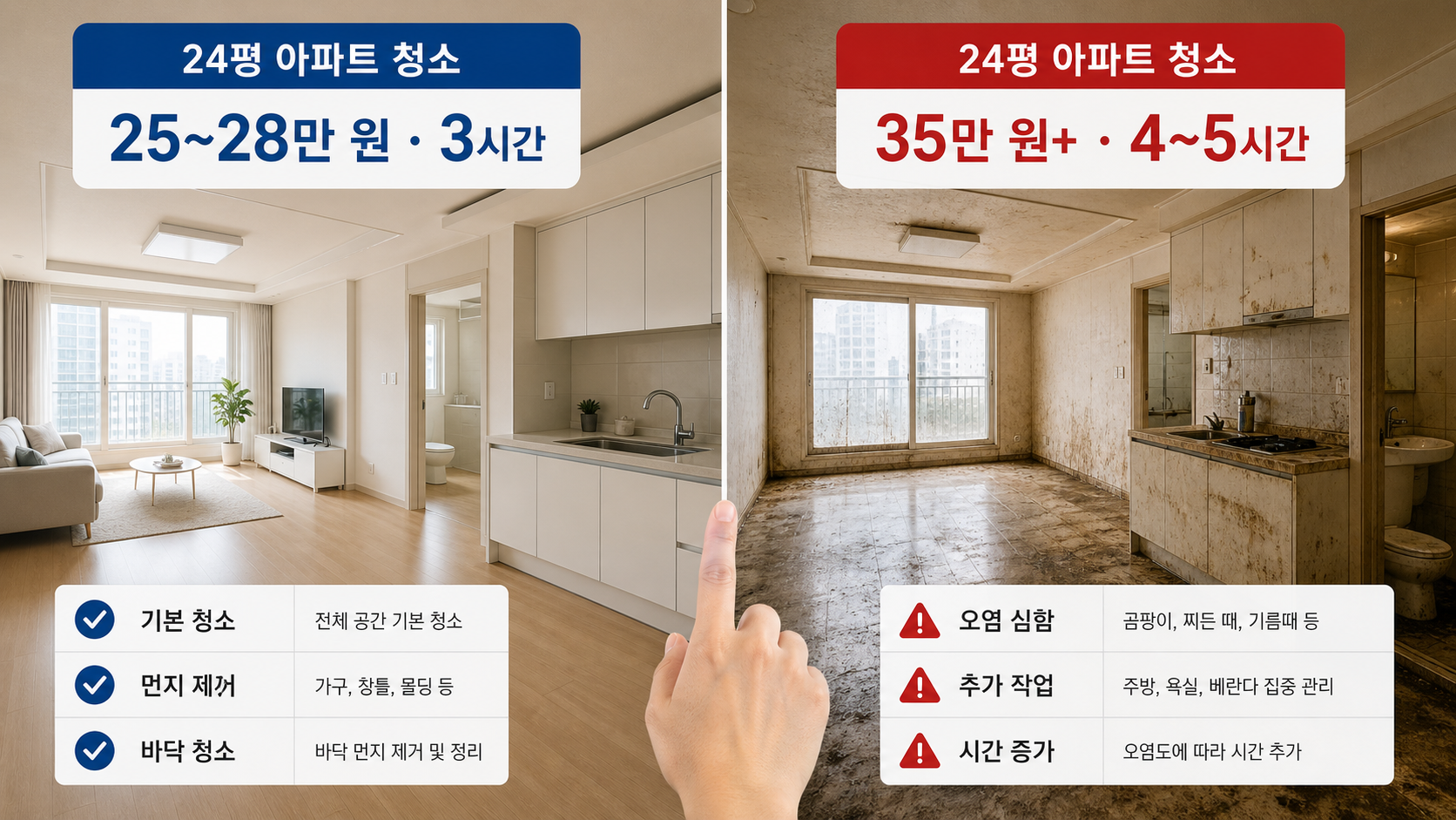 20평대 입주청소 비용 실제 가격과 소요시간 비교
