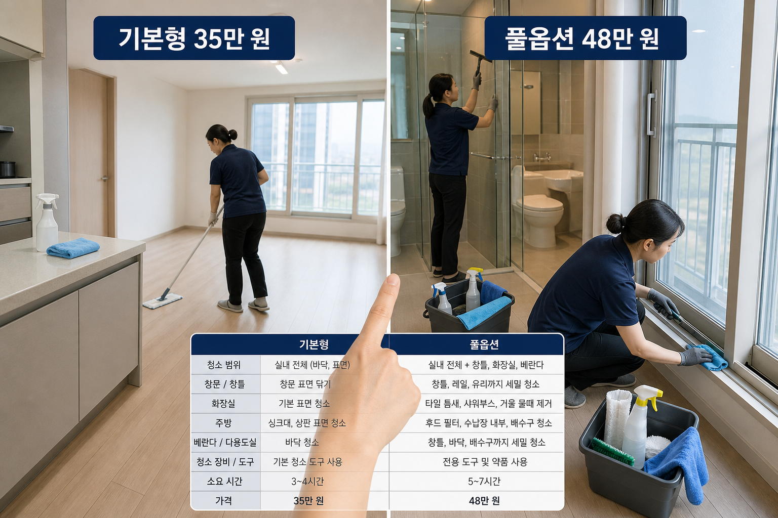 30평대 입주청소 비용 옵션별 가격 차이