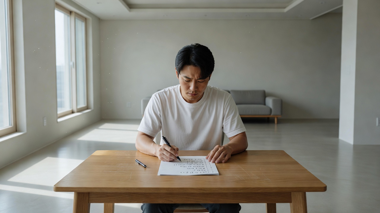 입주청소 견적 받기 전 질문 목록을 확인하는 모습
